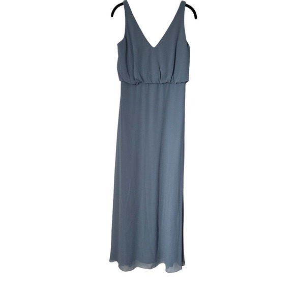 Levkoff Dress Womens Size 8 Slate Blue Chiffon Sleeveless Bridesmaid Prom Formal - Picture 1 of 10